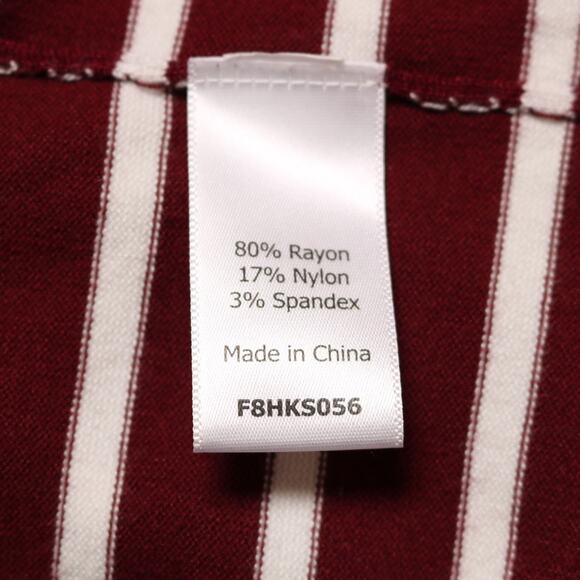Stitch Fix Striped Waterfall Cardigan Red White Open Front Elbow Patch Size M - Picture 6 of 9